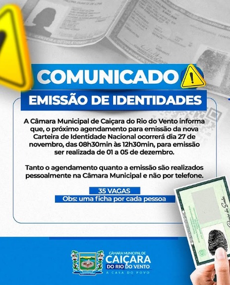 COMUNICADO | EMISSÃO DE IDENTIDADES ✅